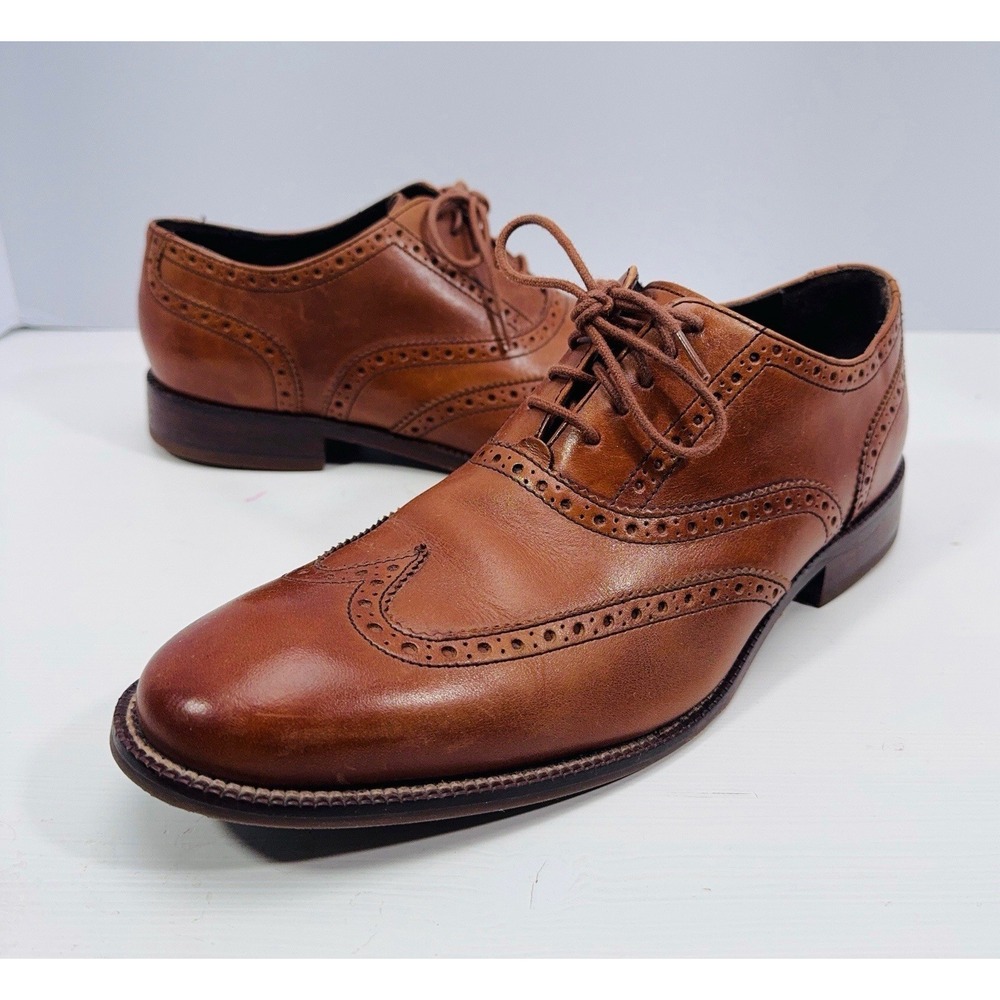 Cole Haan C12210 Men's 8.5 M Tan Leather Wingtip Oxford Dress Shoes